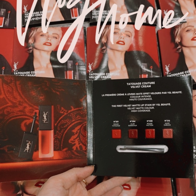 Mẫu thử son YSL Tatouage Velvet Couture Cream 4 màu: 201, 206, 208, 216 kèm cọ