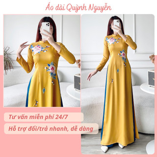 Áo dài thêu, áo dài cách tân lụa tây thi cao cấp MÃ TK18