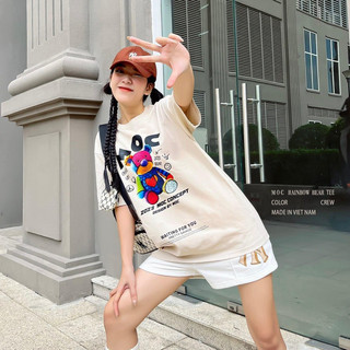 Áo thun moc bear 2023 cotton 2 chiều màu trắng