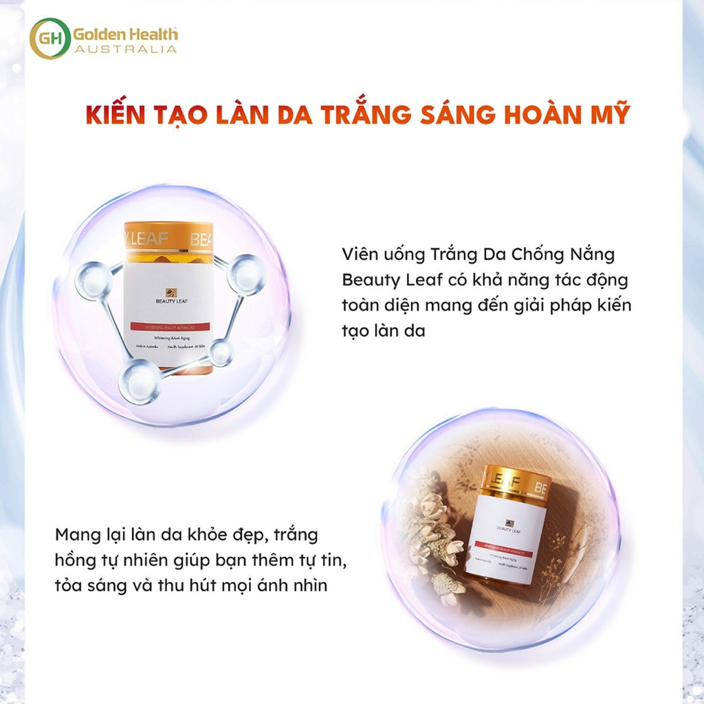 [GOLDEN HEALTH] Viên uống trắng da, chống nắng BeautyLeaf Whitening Beauty Advance (60 viên)