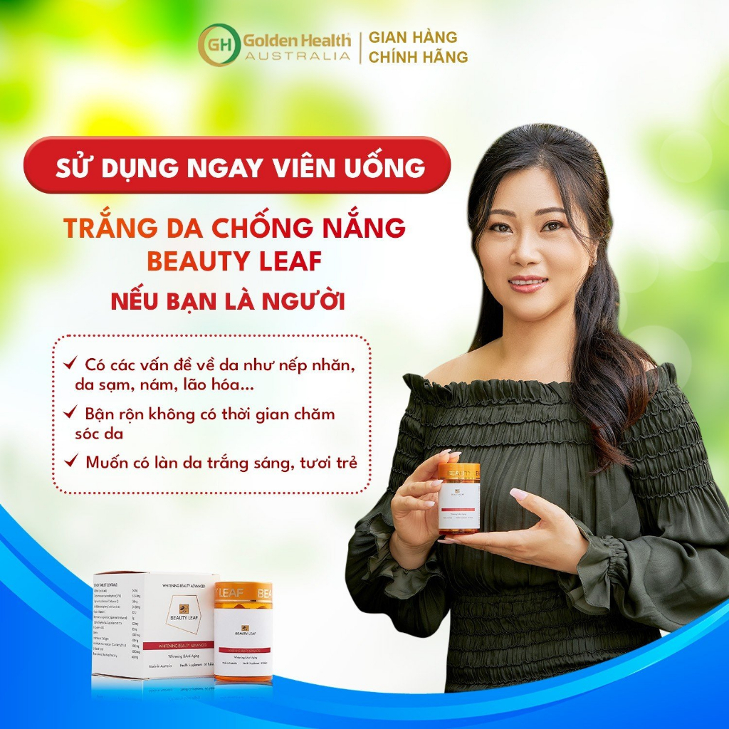 [GOLDEN HEALTH] Viên uống trắng da, chống nắng BeautyLeaf Whitening Beauty Advance (60 viên)