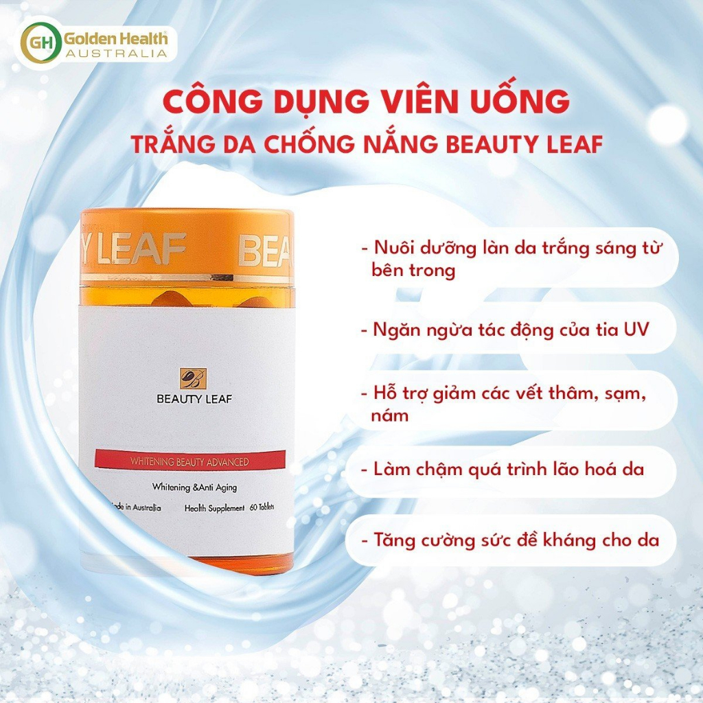 [GOLDEN HEALTH] Viên uống trắng da, chống nắng BeautyLeaf Whitening Beauty Advance (60 viên)