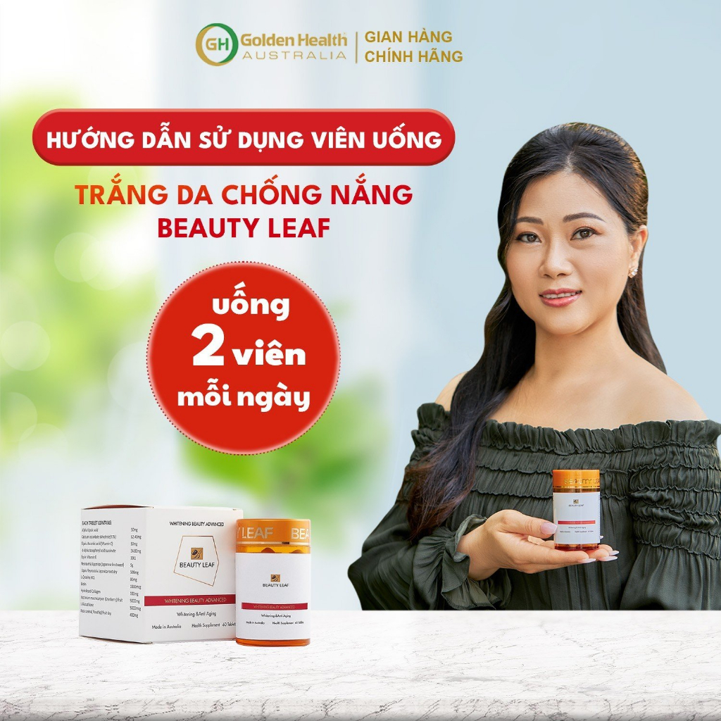 [GOLDEN HEALTH] Viên uống trắng da, chống nắng BeautyLeaf Whitening Beauty Advance (60 viên)