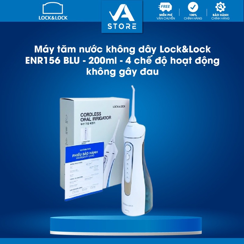 Máy tăm nước không dây Lock&Lock ENR156 BLU - 200ml - 4 chế độ hoạt động không gây đau