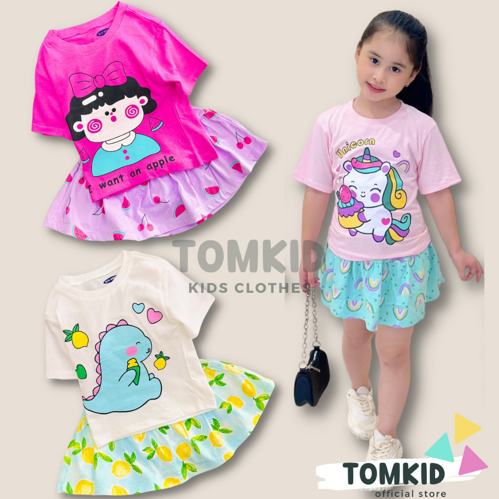 Đồ bộ cho bé gái, đầm váy cotton, chân váy rời cho bé cotton XUẤT loang 9-23Kg TomKids