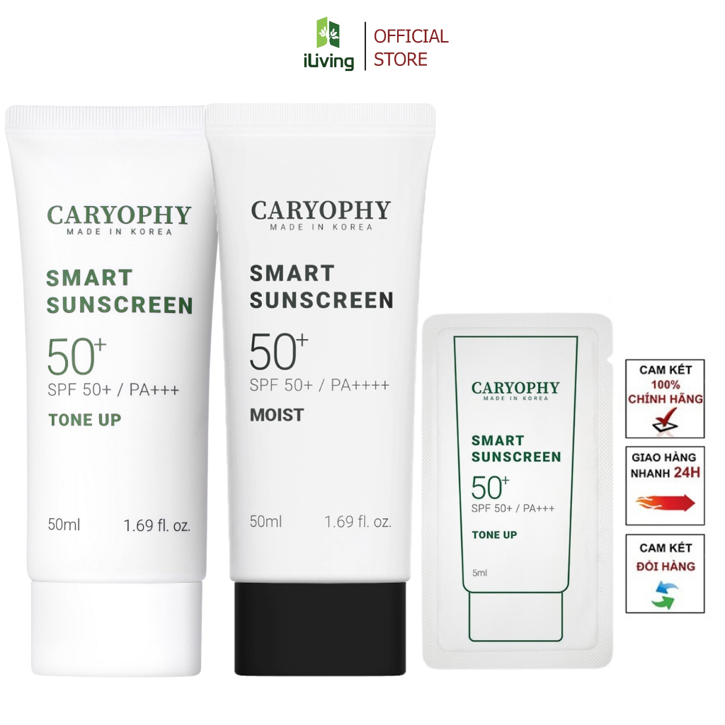 Kem chống nắng ngừa mụn Caryophy Smart Sunscreen 50ml và 5ml ILIVINGCARKCNC