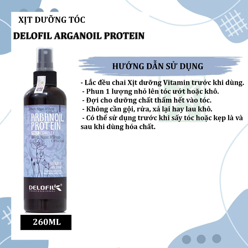 Xịt dưỡng phục hồi Delofil Arganoil Protein 260ML
