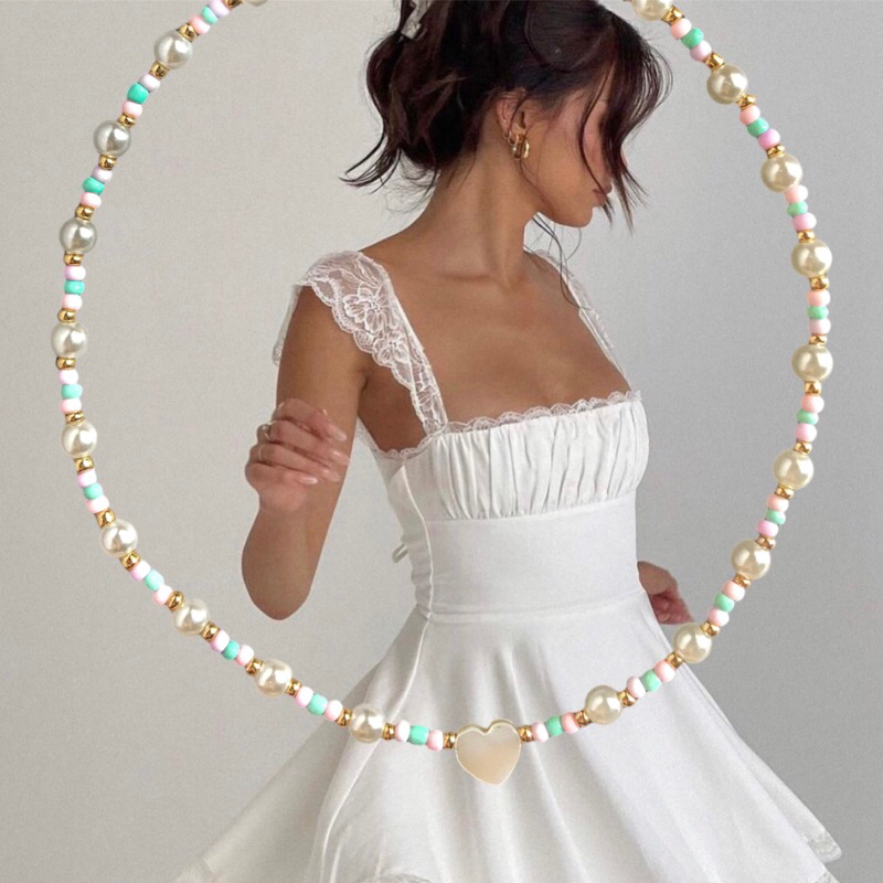 • Dây Chuyền Pastel Charm Thủy Tinh Xà Cừ Ngọt Như Kẹo