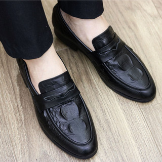 Giày Lười Tây Nam Công Sở, Giày Da Nam Dập Vân Cá Sấu Sang Trọng Mã L179