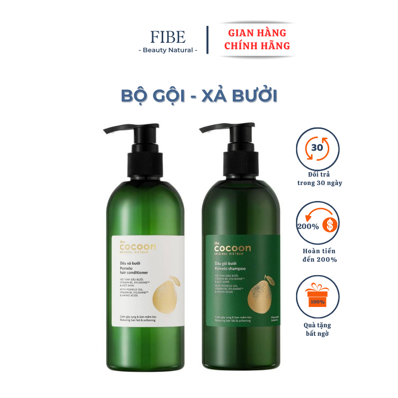 Bộ dầu gội bưởi Pomelo Cocoon 310ml + Dầu xả bưởi Pomelo Cocoon 310ml thuần chay