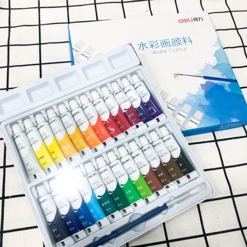 Màu Nước Dạng Tuýp 5ml Deli 18 màu/24 màu - Hidari