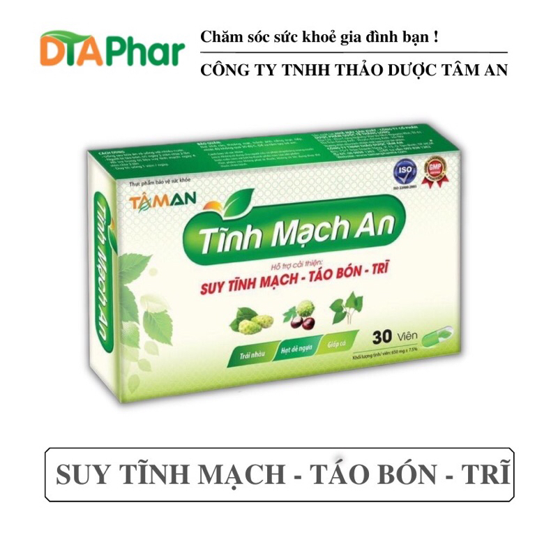 TĨNH MẠCH AN - HỖ TRỢ SUY GIẢM TĨNH MẠCH, TÁO BÓN,TRĨ hộp 30 viên