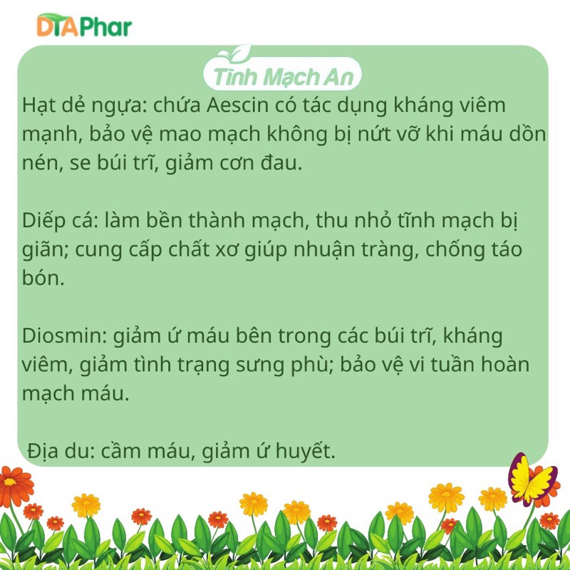TĨNH MẠCH AN - HỖ TRỢ SUY GIẢM TĨNH MẠCH, TÁO BÓN,TRĨ hộp 30 viên