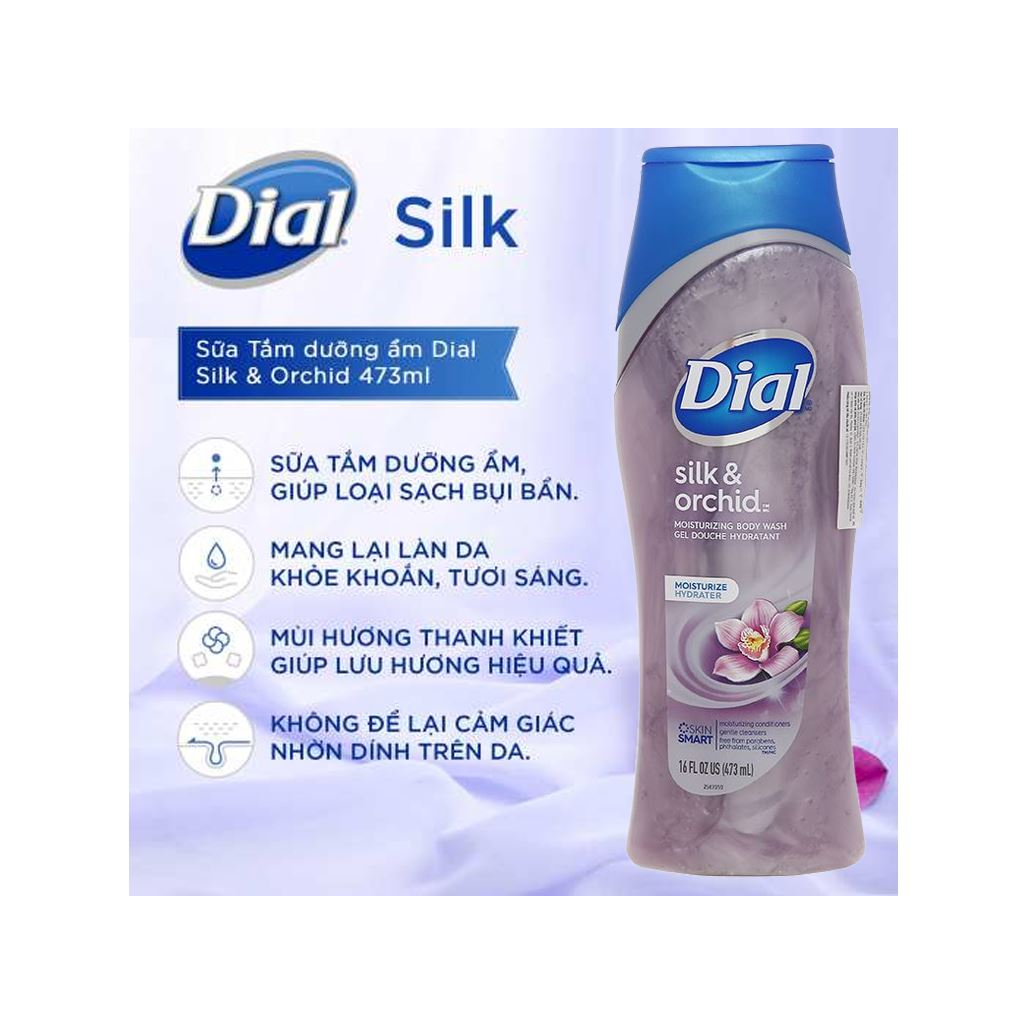 [CHÍNH HÃNG] Sữa tắm Dial Silk & Orchid dưỡng ẩm chai 473ml cao cấp Mỹ