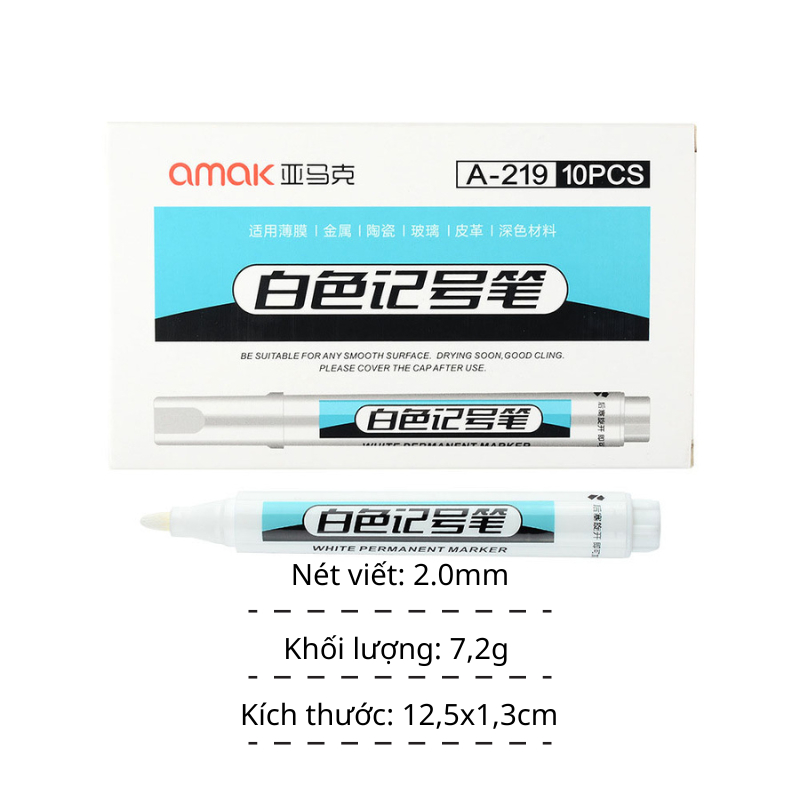 Bút Lông Dầu Trắng Không Xóa Được Bút Viết Đánh Dấu Hàng Hóa Màu Trắng QueenLee Store