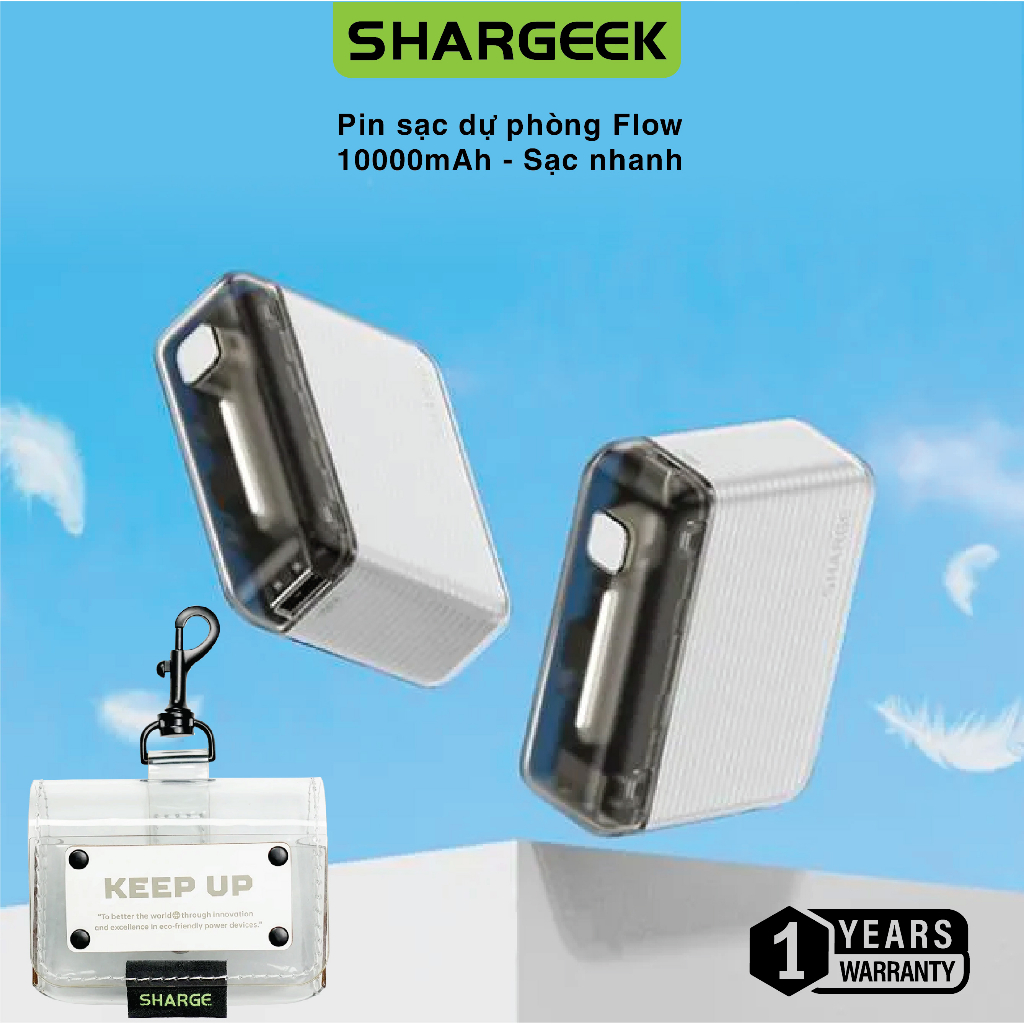 Pin sạc dự phòng SHARGE FLOW 10000mAh 20W - 1C và 1A | SHARGEEK
