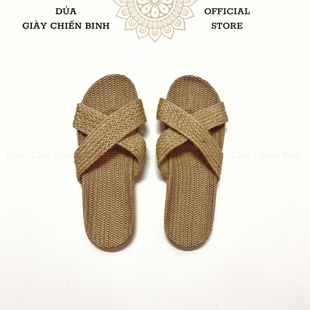 Dép Cói Quai Chéo Trơn Vintage, Dép Đi Biển, Dép Mang Trong Nhà, Dép Văn Phòng, Dép Nữ COI01