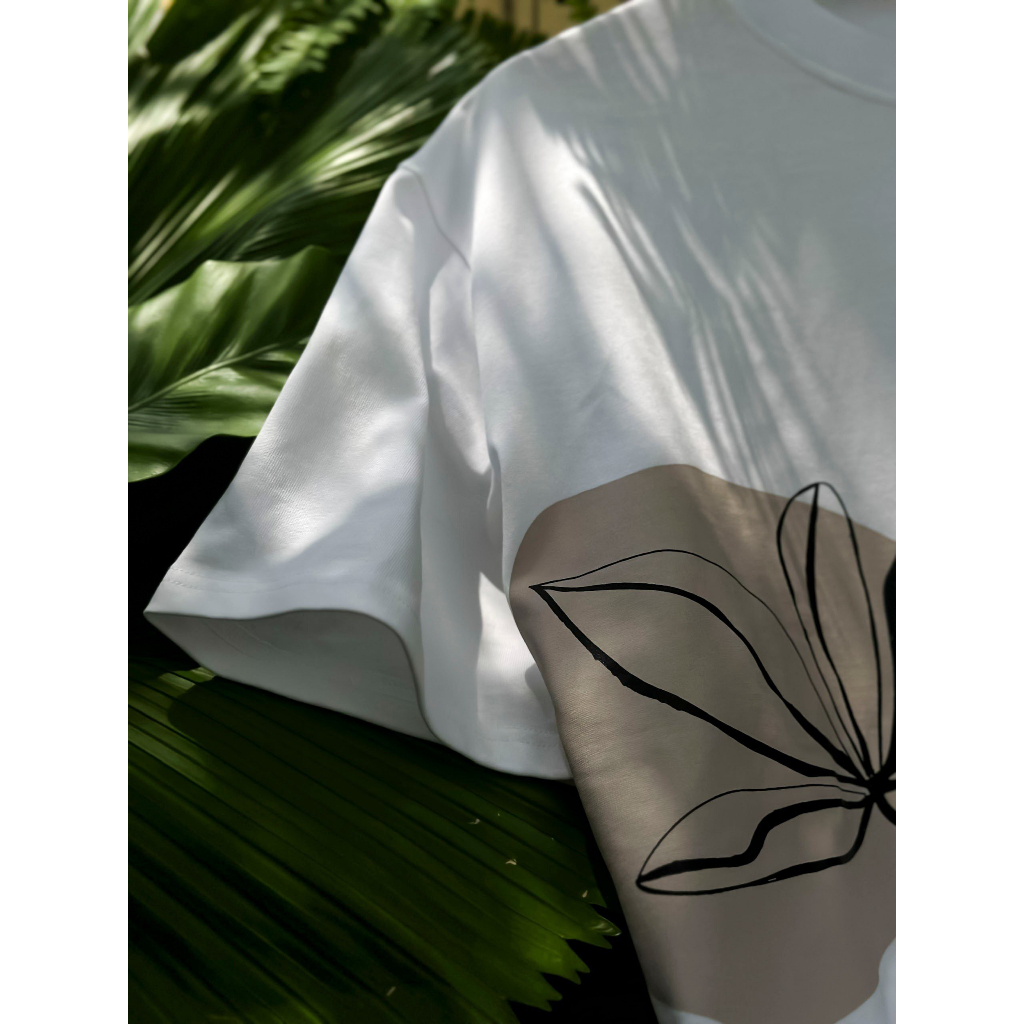 Áo Thun Ngắn Tay Cổ Tròn Nam BY COTTON In Hoa Xanh Nâu