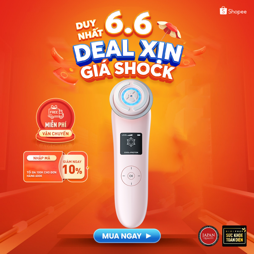 Máy nâng cơ massage mặt V-line F82E HT Beauty công nghệ sóng Photon RF tái tạo collagen, trẻ hóa da,