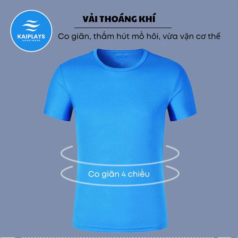 Áo thể thao nam chạy bộ, tập gym, Áo thun nam cổ tròn big size cao cấp chơi cầu lông, bóng chuyền KAIPLAYS KP028