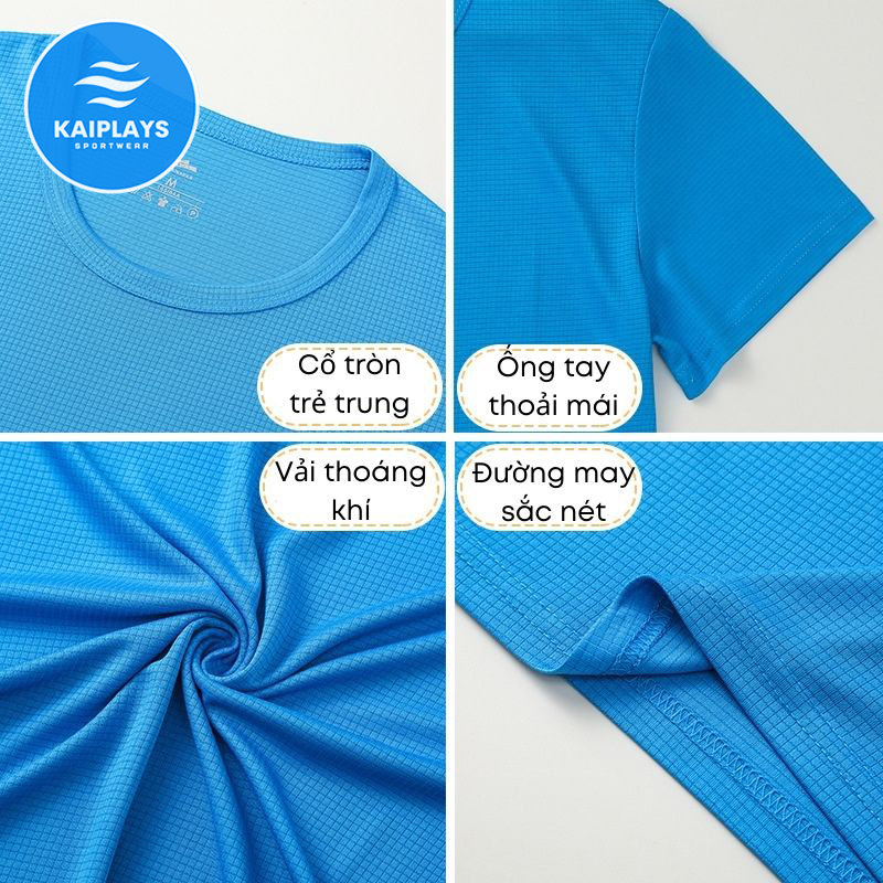 Áo thể thao nam chạy bộ, tập gym, Áo thun nam cổ tròn big size cao cấp chơi cầu lông, bóng chuyền KAIPLAYS KP028