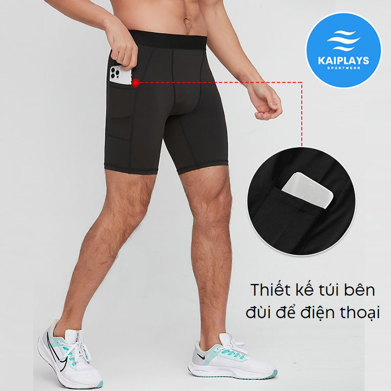 Quần tập gym nam ngắn, quần chạy bộ nam bó cơ tập yoga KAIPLAYS Quần đùi nam thể thao legging cao cấp co giãn KP043