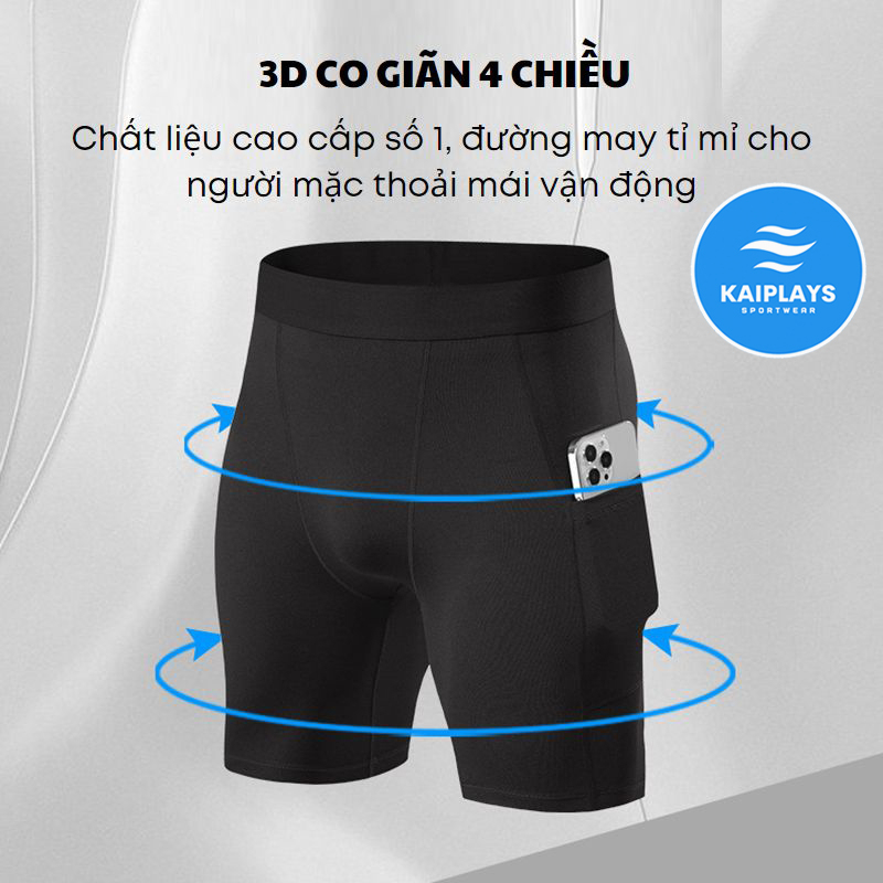Quần tập gym nam ngắn, quần chạy bộ nam bó cơ tập yoga KAIPLAYS Quần đùi nam thể thao legging cao cấp co giãn KP043