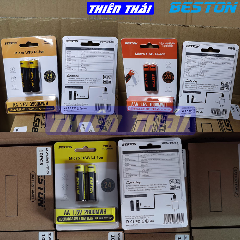 Pin sạc BESTON,pin sạc USB AA 2AM-92,2AM-75,AAA 3AM-28,pin sạc Li-ion AA,pin sạc 1.5V,AA 3500mWh,AA 2800mWh,AA 1000mWh