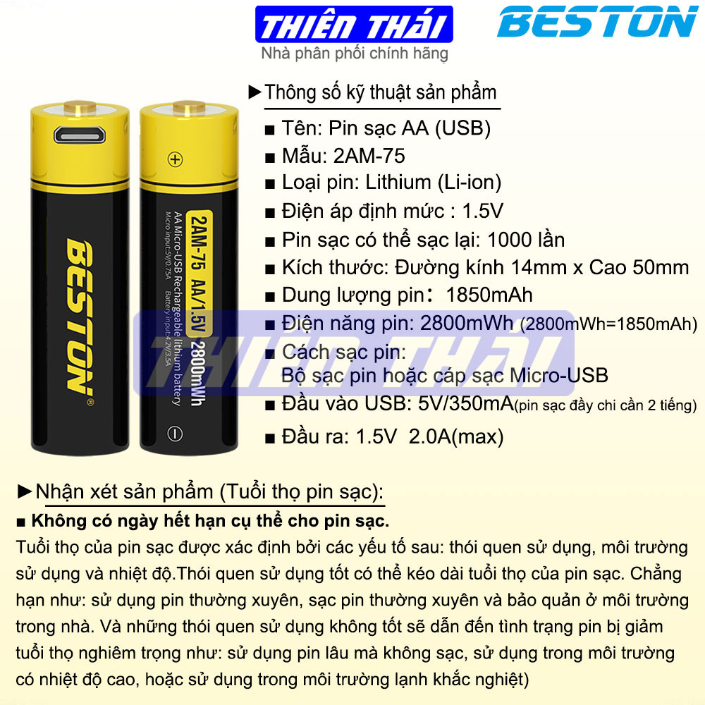 Pin sạc BESTON,pin sạc USB AA 2AM-92,2AM-75,AAA 3AM-28,pin sạc Li-ion AA,pin sạc 1.5V,AA 3500mWh,AA 2800mWh,AA 1000mWh