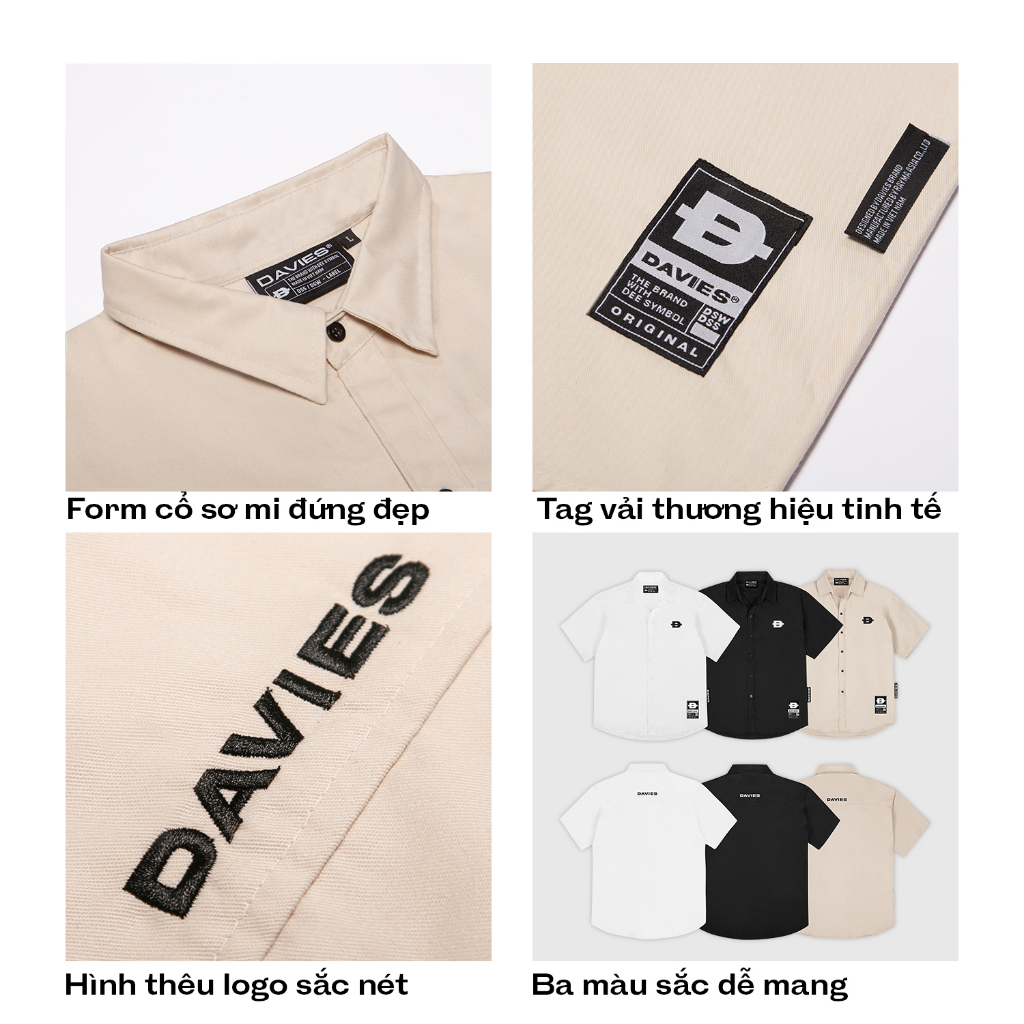 Áo sơ mi nữ nam form rộng tay lỡ nhiều màu Basic Shirt Davies