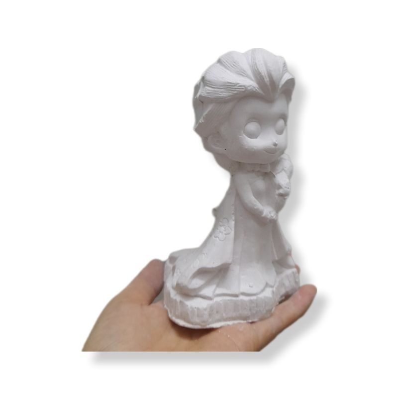 Tượng tô màu thạch cao công chúa Elsa 15cm- Tặng kèm màu và cọ