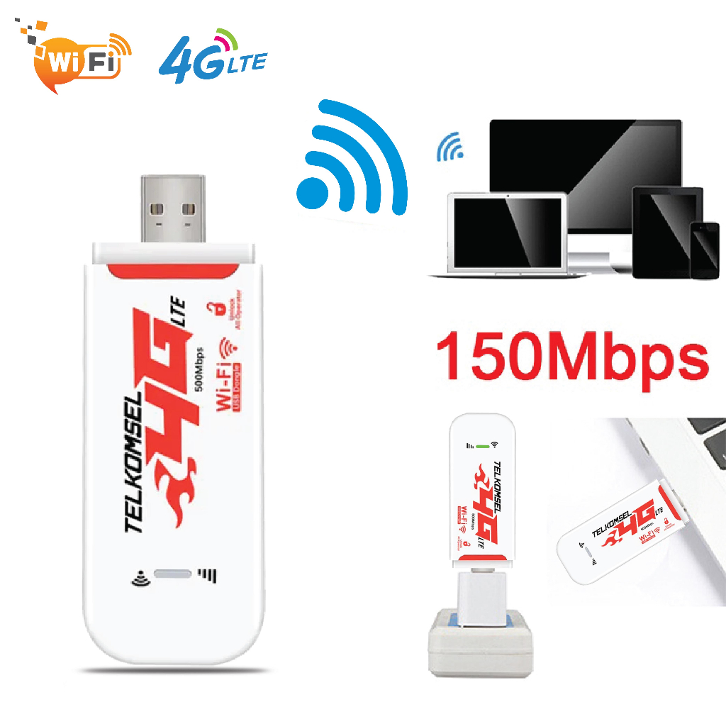 Bộ phát Wifi di động từ sim 4G đa mạng - USB WIFI 4G LTE 150Mbps - Dùng đa mạng 3G/ 4G - BẢO HÀNH 1 ĐỔI 1