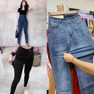 Quần jean nữ dáng ôm co giãn lưng quần siêu cao qua rốn bigsize