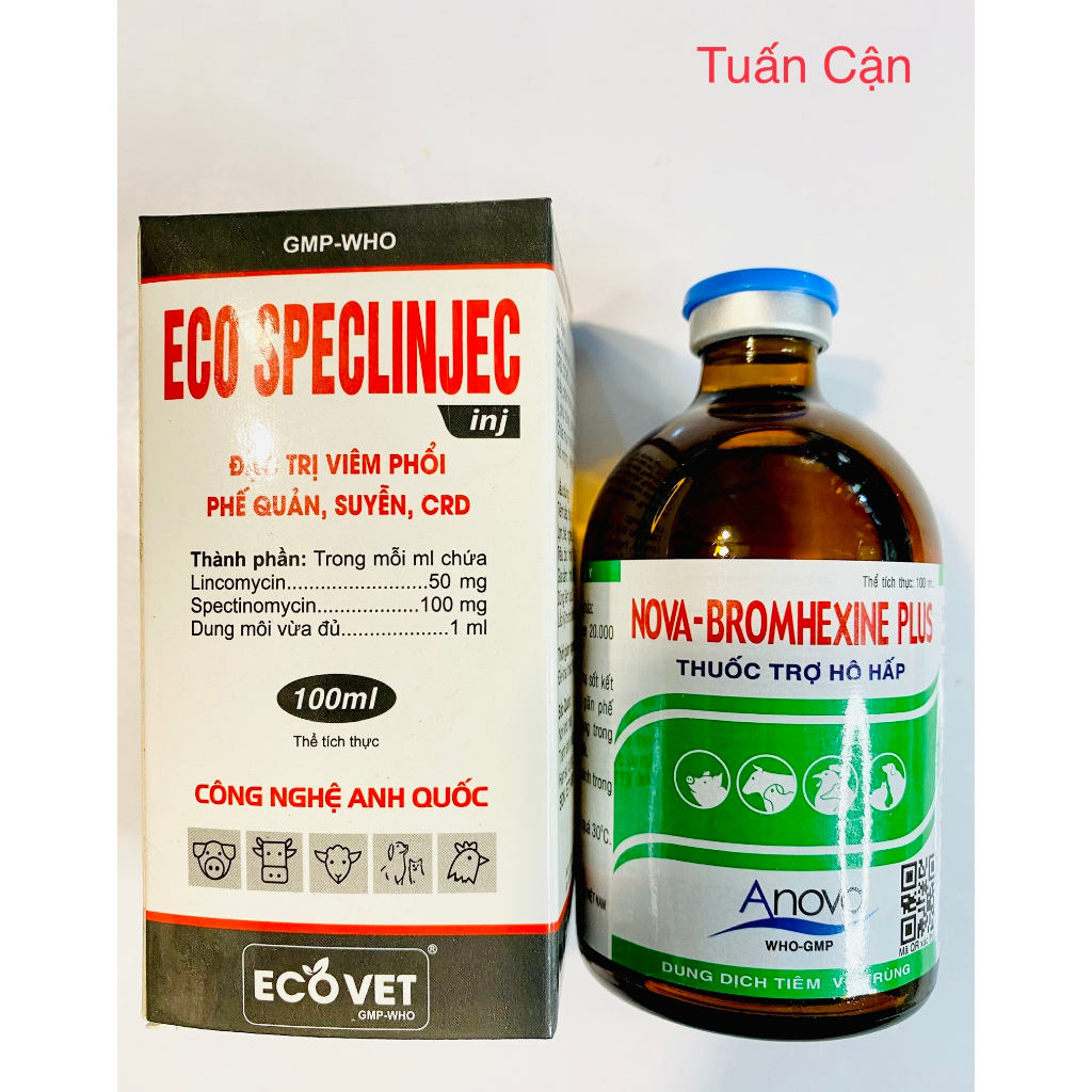 Eco Speclin(20ml-100ml)+Nova Bromhenxin Plus(20ml-100ml) Hen khec, kho khe, vảy mỏ, phan xanh phan trắng vật nuôi, thú y