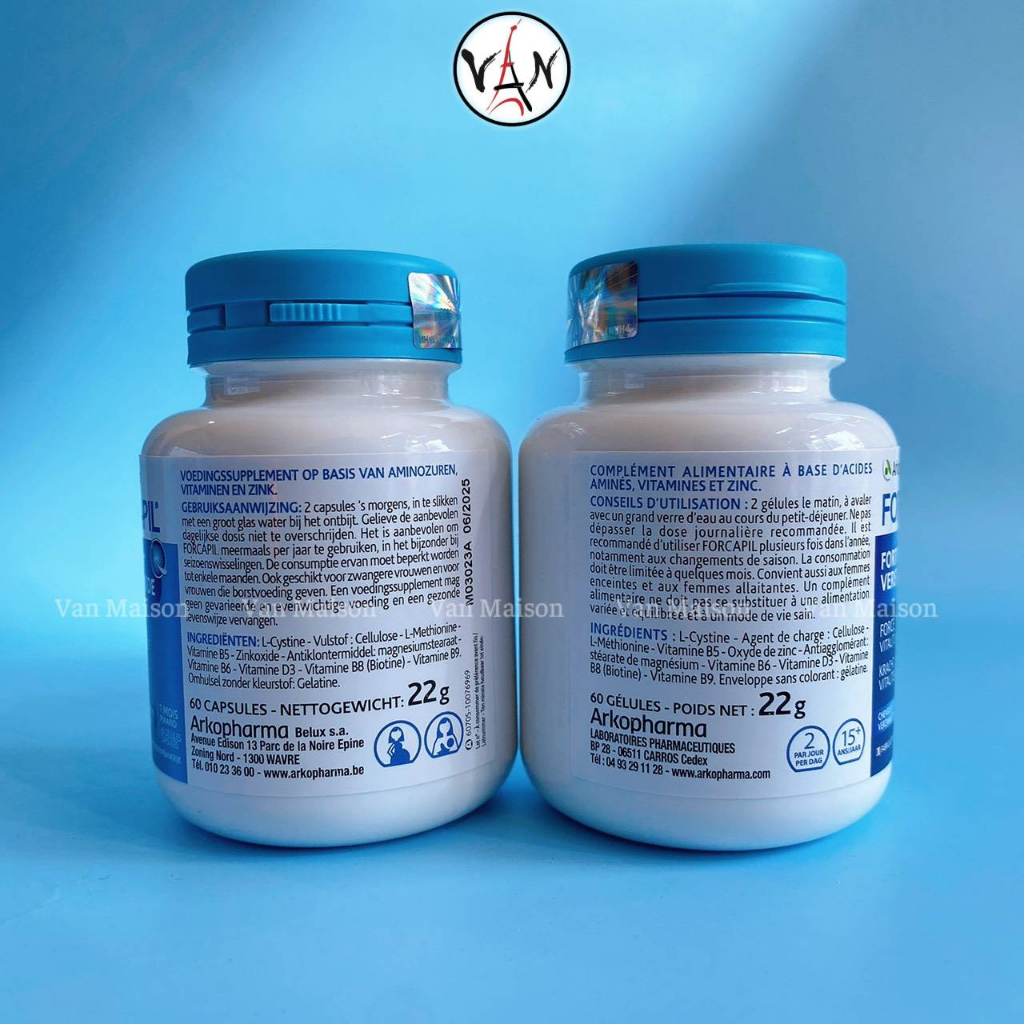 Viên uống hỗ trợ nuôi dưỡng tóc, ngăn ngừa rụng tóc arkopharma forcapil fortifiant 60 viên