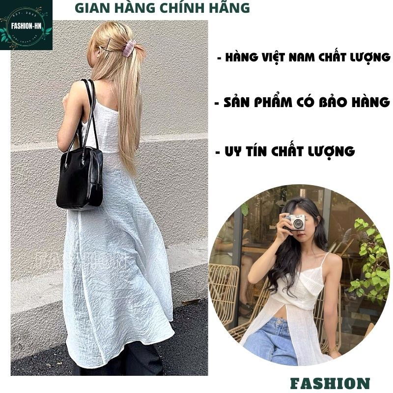 Áo hai dây nữ dáng dài xẻ giữa 2 màu đen trắng kiểu dáng trẻ trung cá tính năng động rose - FASHION A62