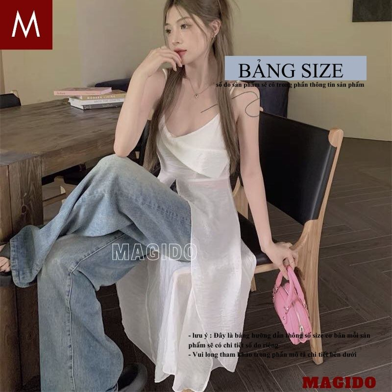 Áo hai dây thời trang nữ dáng dài xẻ tà màu đen trắng trẻ trung năng động cá tính chất chơi - MAGIDO A62