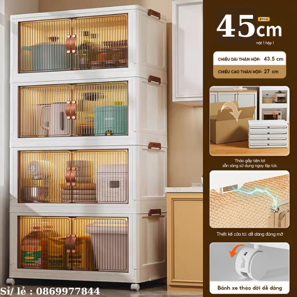Tủ đa năng mini, hộp đựng đồ đa năng có nắp đạy 4 tầng kích thước 45*27*107 bảo hành 2 năm 9016
