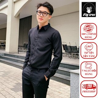 Áo Sơ Mi Nam FIGTREE Tay Dài Màu Đen Xmen