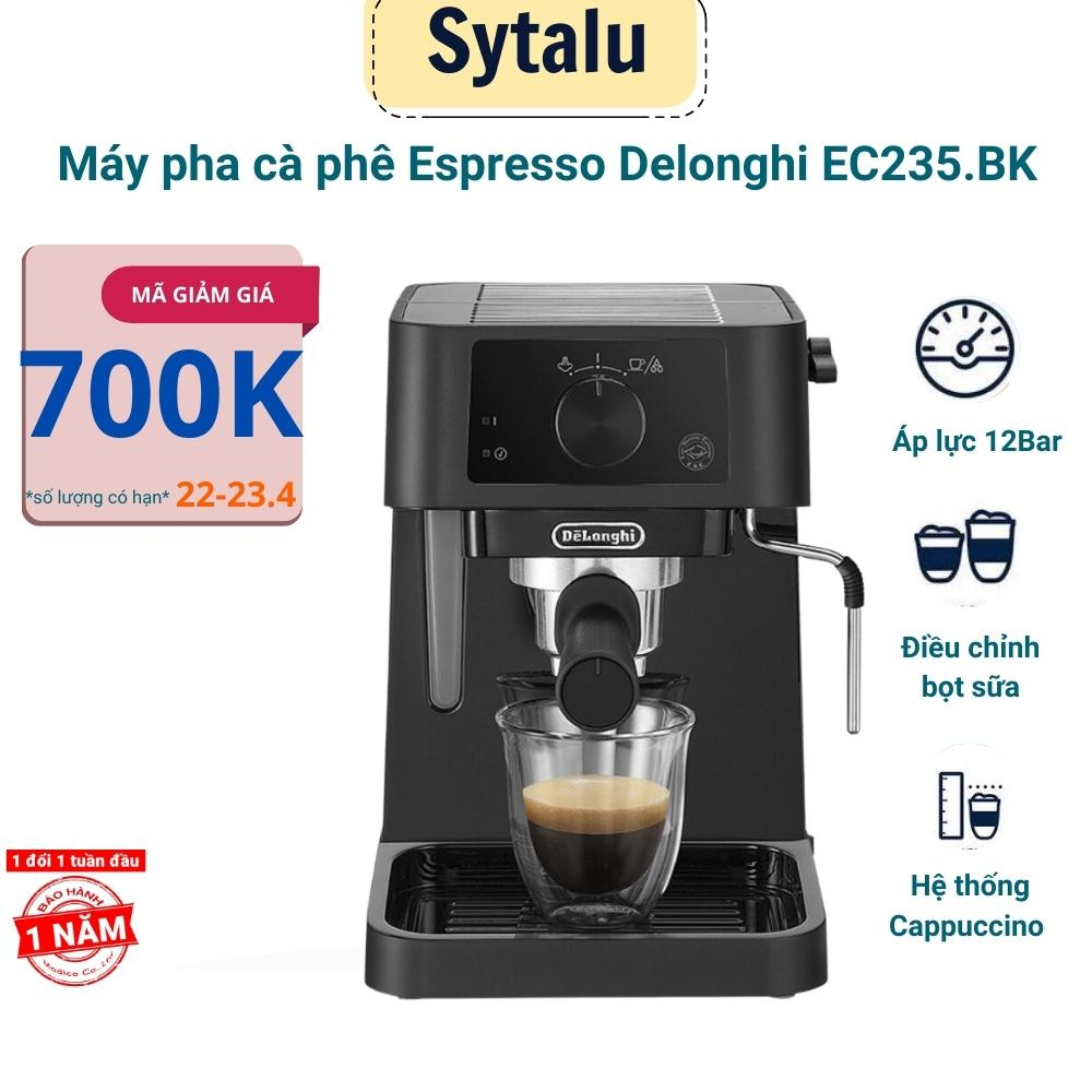 Máy pha cà phê Delonghi Espresso tự động EC235.BK 1100W pha cappucino latte 12bar dùng cho gia đình và văn phòng