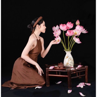 set yếm đụp nâu kèm mấn