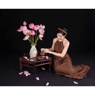 set yếm đụp nâu kèm mấn