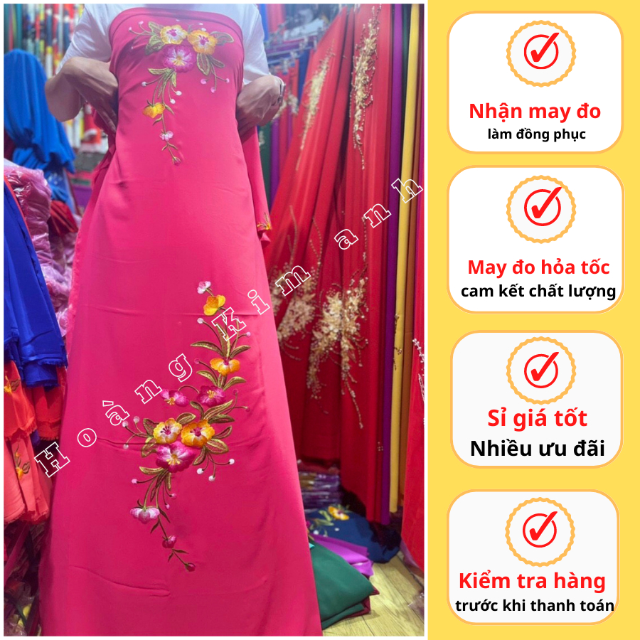 VẢI MAY ÁO DÀI THÊU HOA CHO MẸ TRUNG NIÊN TRUYỀN THỐNG, VẢI MAY ÁO DÀI CƯỚI LỤA CHIFFON CAO CẤP SỈ LẺ - Mẫu THÊU 4