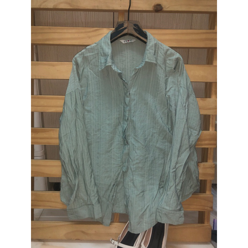 Áo sơ mi linen 2hand hàng hiệu si tuyển màu xanh mint