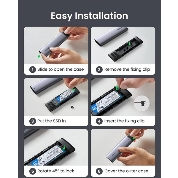 Hộp đựng Ổ Cứng M2 SSD Ugreen 10902 CM400  Chính Hãng có kèm dây USB C