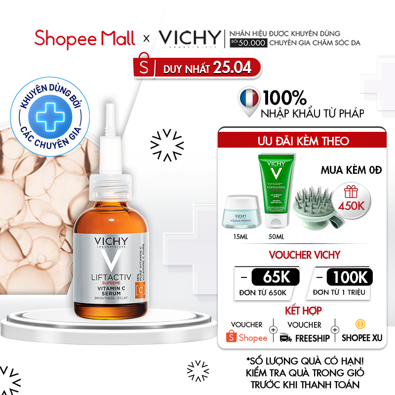 Dưỡng chất Vitamin C pure 15% giúp dưỡng da, làm sáng giảm nếp nhăn và các dấu hiệu của lão hóa da 20ml