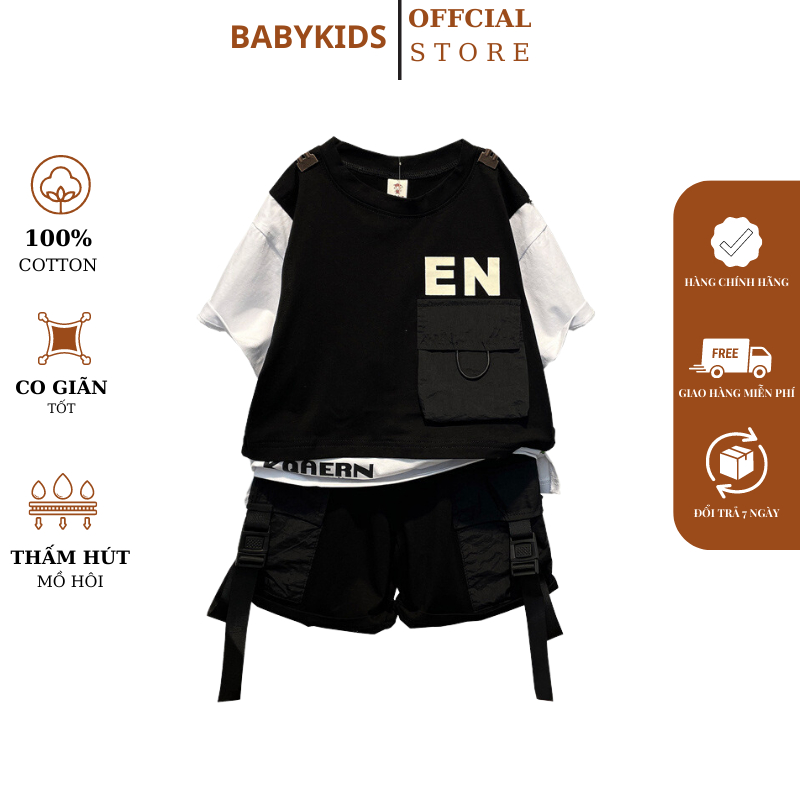 Đồ Bộ Bé Trai Quảng Châu Cao Cấp BABYKIDS BB24 Vải Cotton Xịn , Bộ Cộc Tay Cho Bé Mặc Nhà Đi Chơi