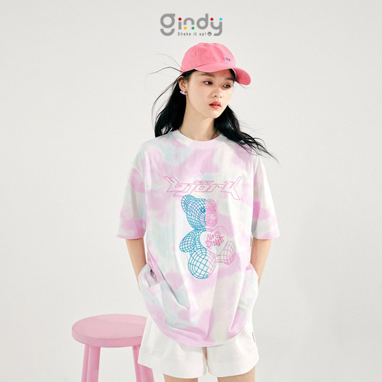 Áo thun tay lỡ form rộng unisex phông nam nữ in hình loang chất mát co giãn hoạ tiết thời trang local brand GINDY A069