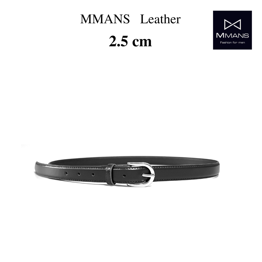 Thắt lưng unisex nam nữ MMANS bản 2.5 cm khóa kim da bò nhập khẩu cao cấp chính hãng mặt hợp kim chống gỉ