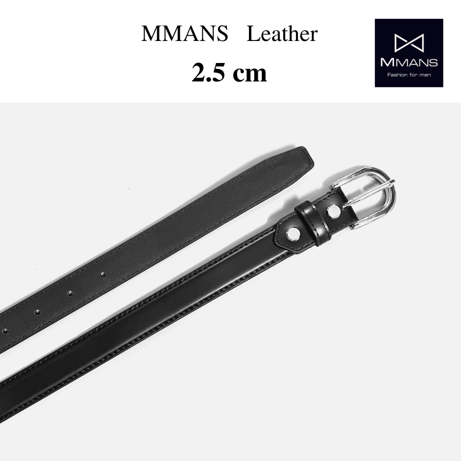 Thắt lưng unisex nam nữ MMANS bản 2.5 cm khóa kim da bò nhập khẩu cao cấp chính hãng mặt hợp kim chống gỉ